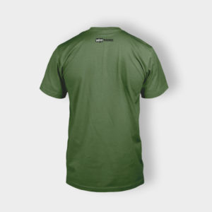 A green t-shirt with the back of it.
