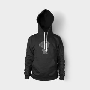 A black hoodie with an elephant on it