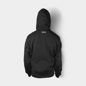 A black hoodie with the back of it.