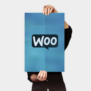 A person holding up a sign that says woo.
